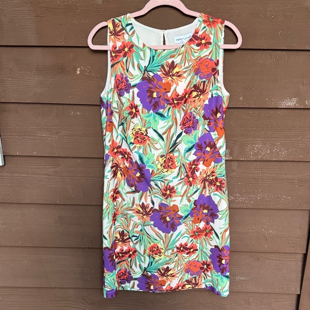 Gibson Latimer Colorful Floral Midi Dress size Small